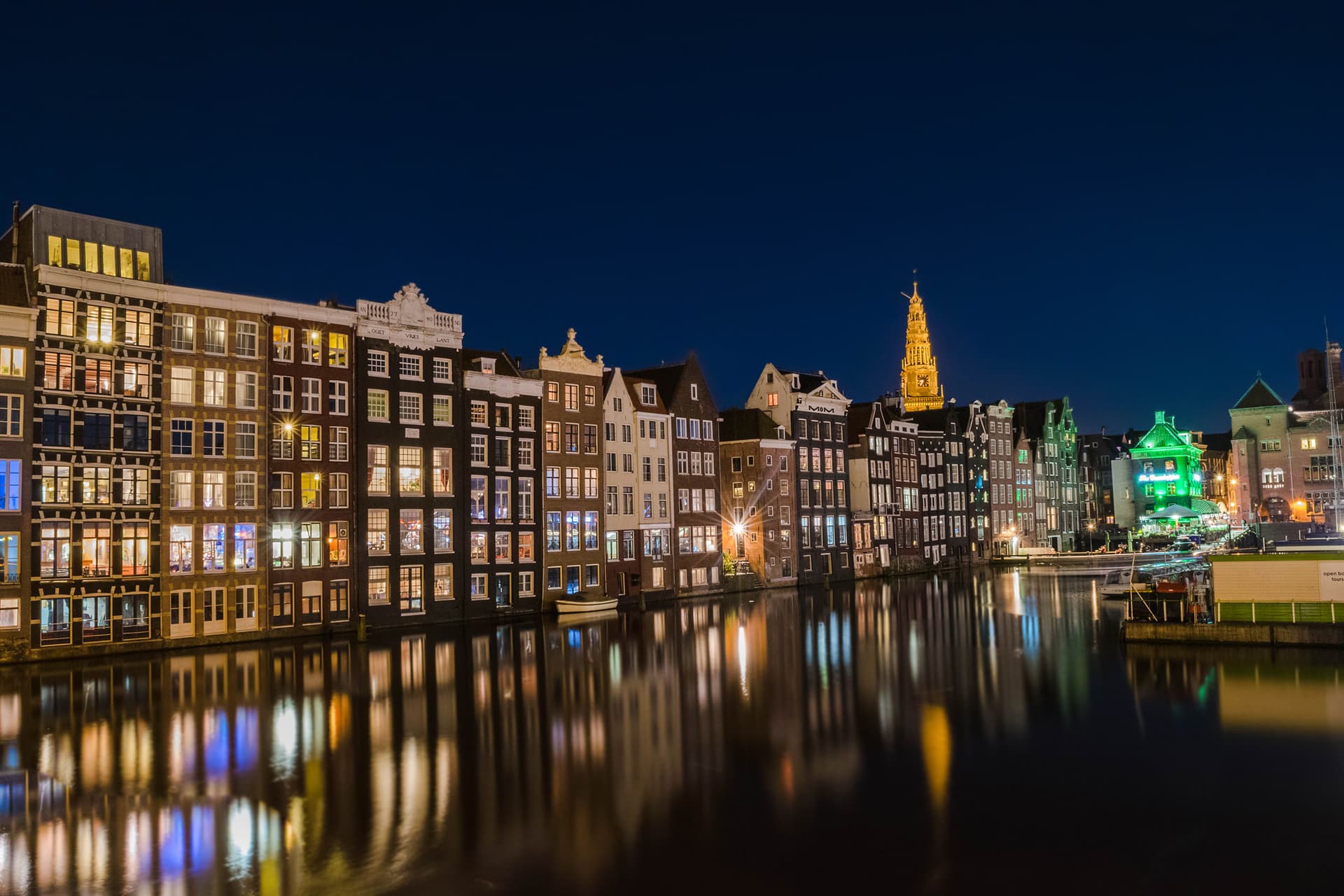 Amsterdam skyline at night